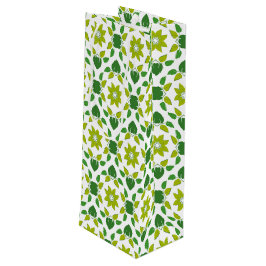 Sacola Para Vinho Padrão de Folhas, Padrão de Folhagens, Folhas Verd