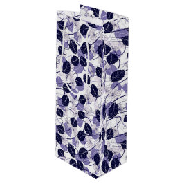 Sacola Para Vinho Padrão de Ilustração das Folhas Roxas e Vinhas