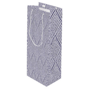 Sacola Para Vinho Padrão de Malha com Diamante Falso Cinza Prata