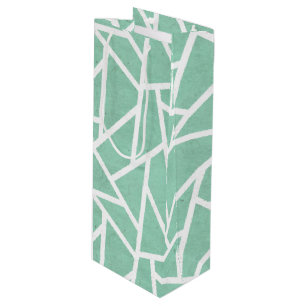 Sacola Para Vinho Padrão de mosaico branco e verde da Casa da Moeda