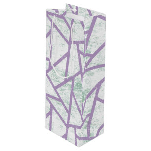 Sacola Para Vinho Padrão de mosaico verde-lavanda