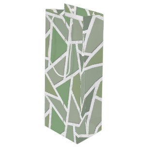 Sacola Para Vinho Padrão de mosaico verde-oliva