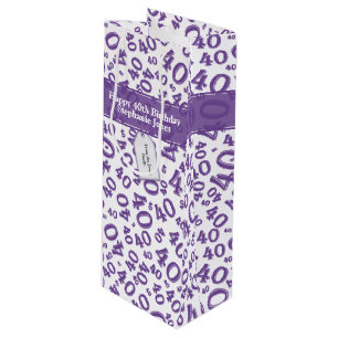 Sacola Para Vinho Padrão de Número de aniversário de 40 anos Feliz C