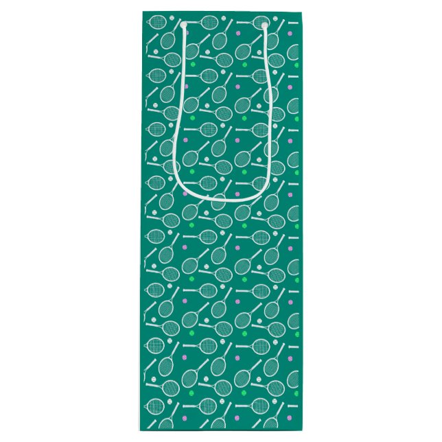 Sacola Para Vinho Padrão de Racket tênis Retro Emerald Green (Frente)