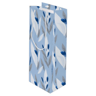 Sacola Para Vinho Padrão de retro-flor azul-turquesa