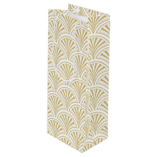 Sacola Para Vinho Padrão do ventilador Dourado e branco deco