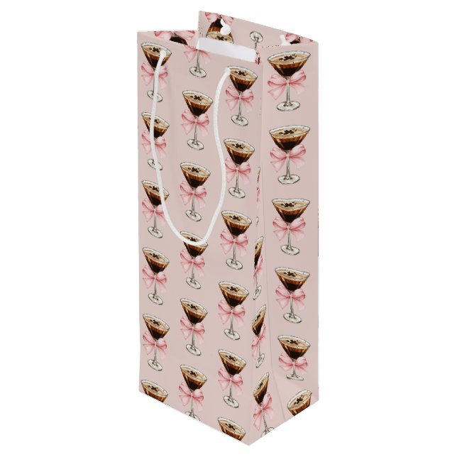 Sacola Para Vinho Padrão Espresso Martini Rosa (Verso inclinado)