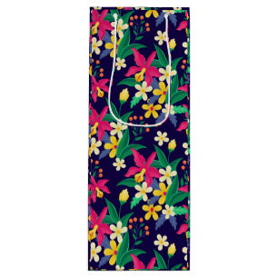 Sacola Para Vinho Padrão Floral Exótico Colorido-23021