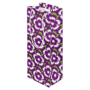 Sacola Para Vinho Padrão floral roxo de Vintage Dianthus Barbatus
