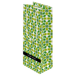 Sacola Para Vinho Padrão Folha, Folhas Verdes, Seu Nome