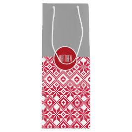 Sacola Para Vinho Padrão Nórdico do Floco de Neve Nome Personalizado