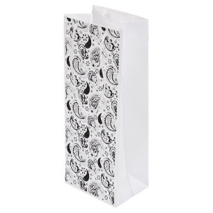 Sacola Para Vinho Padrão Paisley Preto e Branco – Arte Textil Elegan