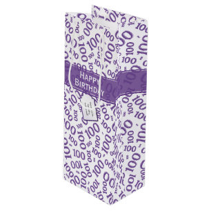Sacola Para Vinho Padrão Raleatório Centenário 100º Roxo