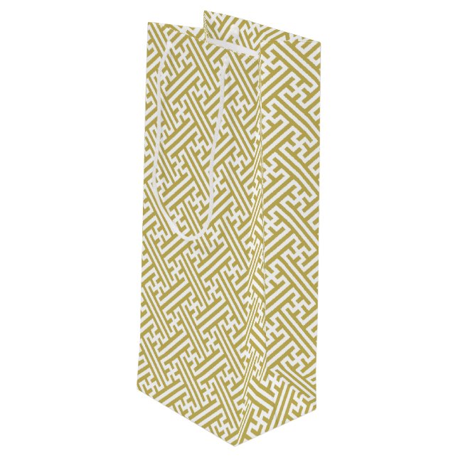 Sacola Para Vinho Padrão Sayagata, japonês, Dourado e branco (Verso inclinado)