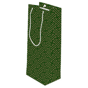 Sacola Para Vinho Padrão Sayagata, japonês, verde e Dourado