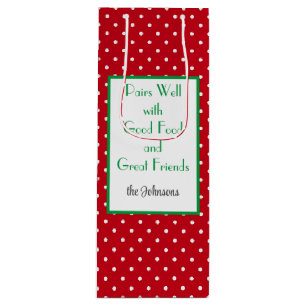 Sacola Para Vinho Padrão suíço com pontos vermelhos e brancos person