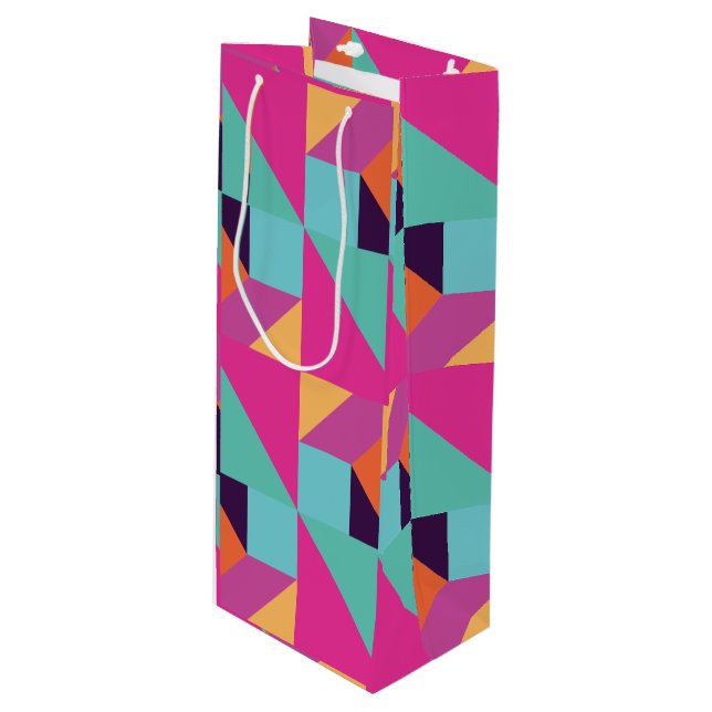 Sacola Para Vinho Padrão Tropical Tangram (Frente inclinada)
