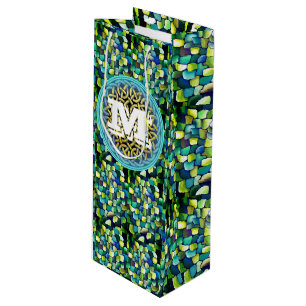 Sacola Para Vinho Padrão Verde Contemporâneo de Artística Chic