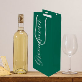 Sacola Para Vinho Padrinho de Casamento com Letra Estilizada Verde E