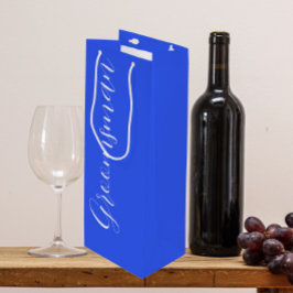 Sacola Para Vinho Padrinho de Casamento em Azul Real com Letra Estil