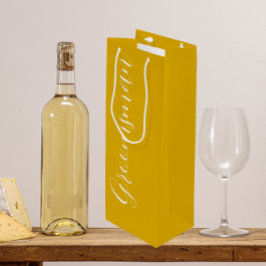 Sacola Para Vinho Padrinho de Casamento em Letra Estilizada Amarelo
