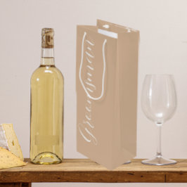 Sacola Para Vinho Padrinho de Casamento em Letra Estilizada Bege