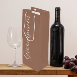 Sacola Para Vinho Padrinho de Casamento em Letra Estilizada Mocha