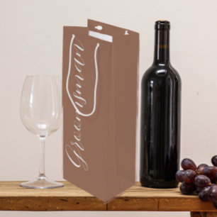 Sacola Para Vinho Padrinho de Casamento em Letra Estilizada Mocha