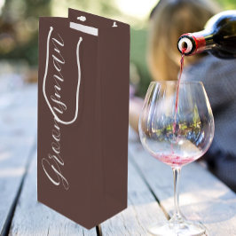 Sacola Para Vinho Padrinho de Casamento em Letra Estilizada Taupe