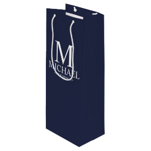 Sacola Para Vinho Padrinho de casamento Personalizado Azul do Marinh