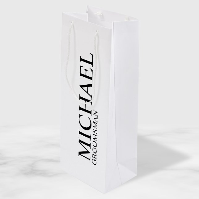 Sacola Para Vinho Padrinho de casamento Personalizado Branco e Preto (Criador carregado)