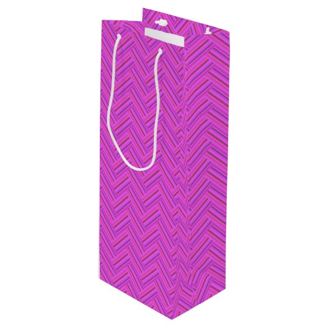 Sacola Para Vinho Padrões cor-de-rosa de ondas duplas (Frente inclinada)