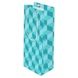 SACOLA PARA VINHO PADRÕES GEOMÉTRICOS DO CUBO PASTEL AQUA