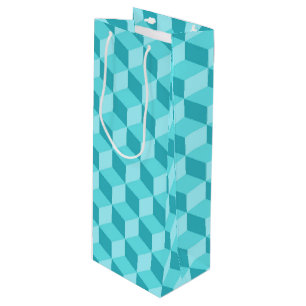 SACOLA PARA VINHO PADRÕES GEOMÉTRICOS DO CUBO PASTEL AQUA