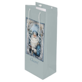 Sacola Para Vinho Pale Blue e White Padre Christmas