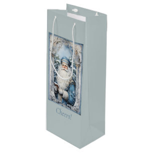 Sacola Para Vinho Pale Blue e White Padre Christmas