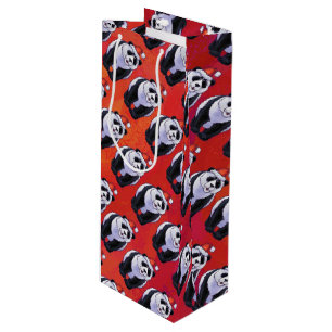 Sacola Para Vinho Panda Bear Natal Em Vermelho