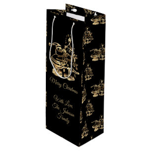 Sacola Para Vinho Papais noeis com Padrão de Árvore de Natal Feliz D