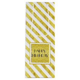 Sacola Para Vinho Parabéns Elegante Dourado Stripes