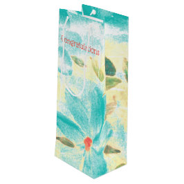 Sacola Para Vinho Parabéns Floral Turquesa