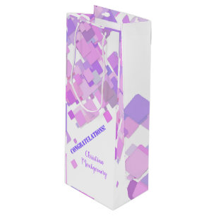 Sacola Para Vinho Parabéns Geométrico Púrpura Pastel
