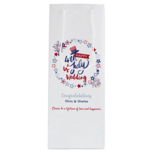 Sacola Para Vinho Parabéns Personalizados de Casamento Feliz 4 de Ju