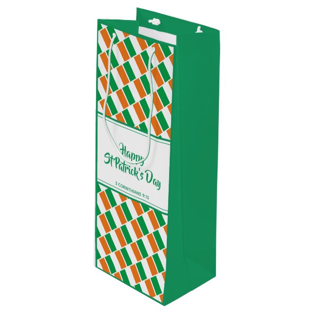 Sacola Para Vinho Partido Dia de São Patrício Cristão IRISH FLAG (Frente inclinada)