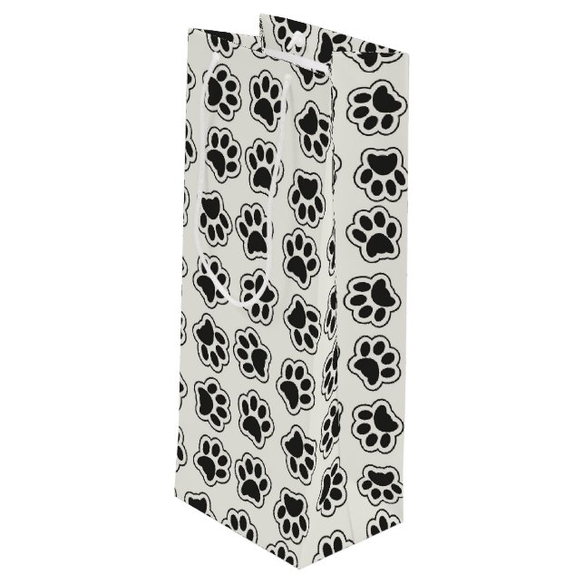 Sacola Para Vinho Patas Negras, Patas-Cachorros, Patas-Gatos, Contor (Verso inclinado)