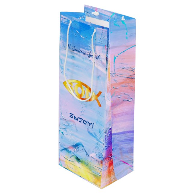 Sacola Para Vinho Peixes do Aniversário Zodiac (Frente inclinada)