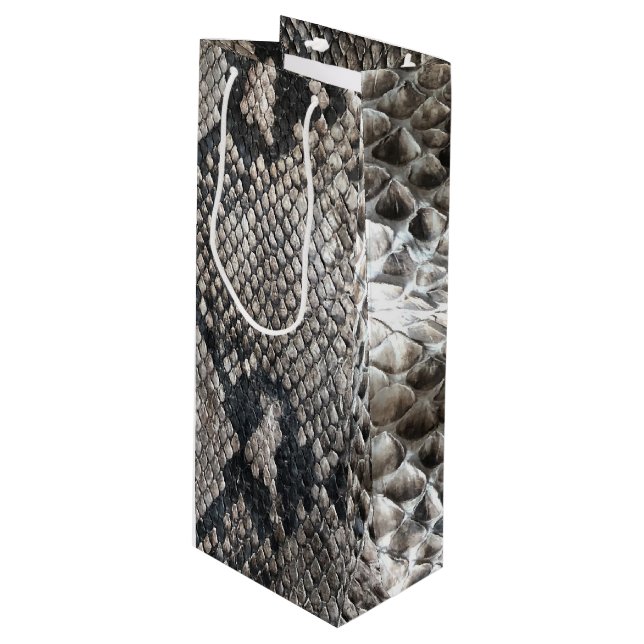 Sacola Para Vinho Pele de Cobra de luxo Python - Moda Elegante rica (Frente inclinada)