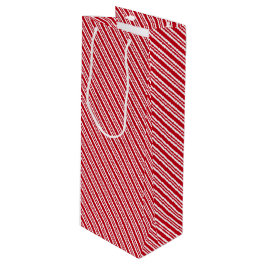Sacola Para Vinho Peppermint Listra Vermelho e Branco Natal Clássico