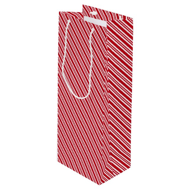 Sacola Para Vinho Peppermint Listra Vermelho e Branco Natal Clássico (Frente inclinada)