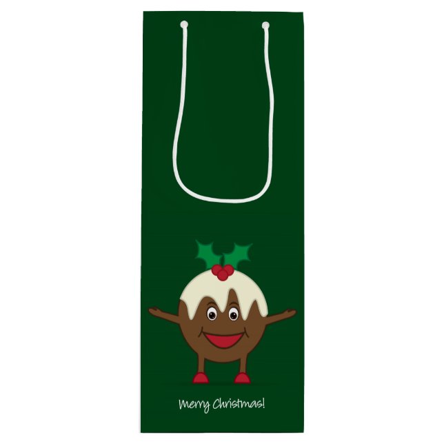Sacola Para Vinho Personagem de desenho animado de pudim de Natal (Frente)