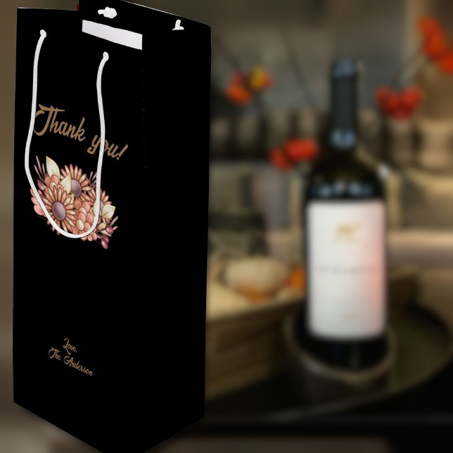 Sacola Para Vinho Personalizado Boho Obrigado! (Custom Boho Thank you! Wine Gift Bag)